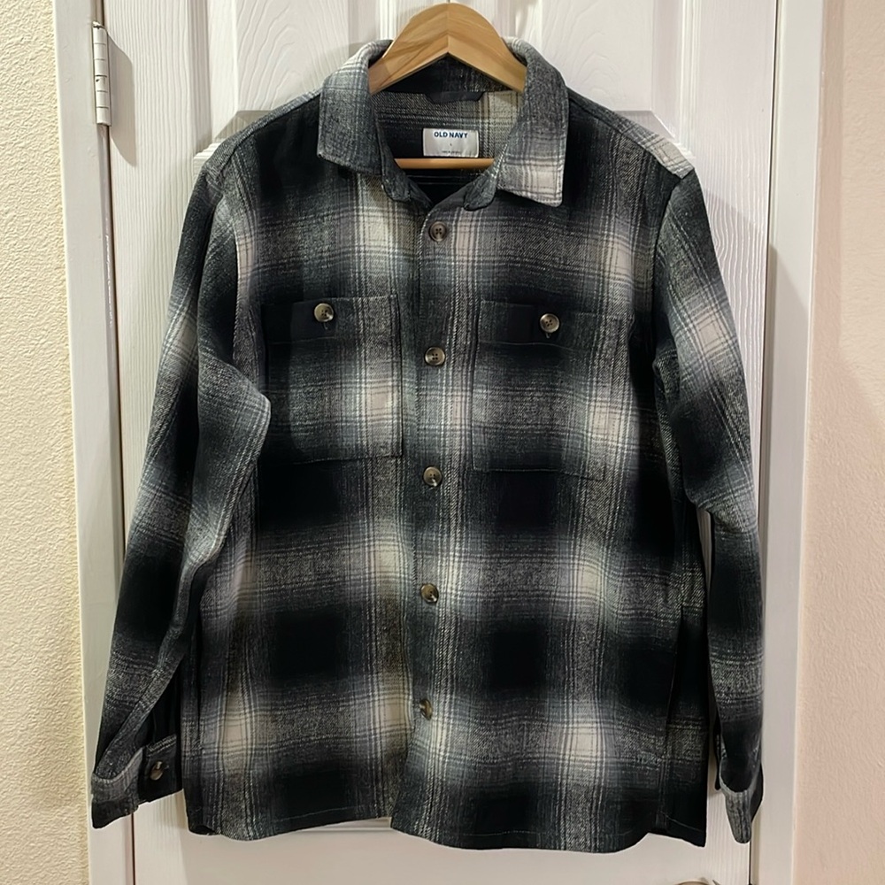 Old Navy Plaid Button-Up Shacket (Men's L)